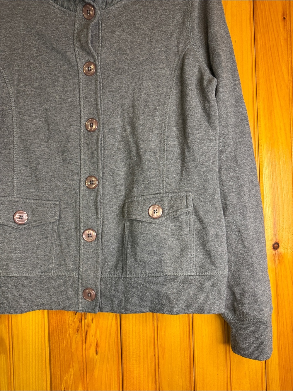 Guess Gray Rib Collar Button-Front Cardigan - Picture 7 of 10
